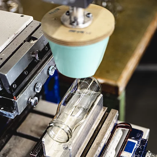 Druckerei Tampnodruck Flasche Detail von Druckmaschine